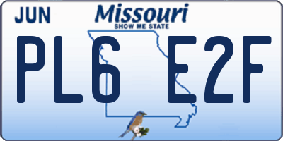 MO license plate PL6E2F