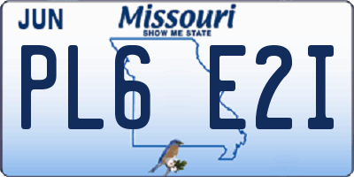 MO license plate PL6E2I