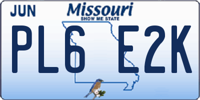 MO license plate PL6E2K