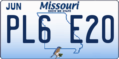 MO license plate PL6E2O
