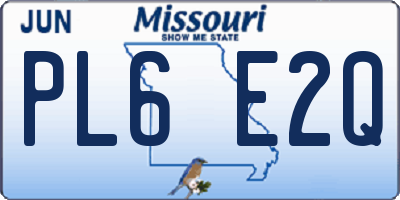 MO license plate PL6E2Q