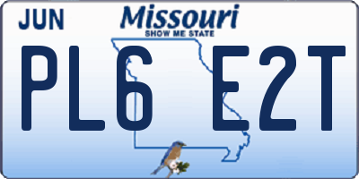 MO license plate PL6E2T