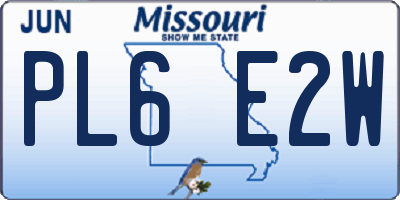 MO license plate PL6E2W