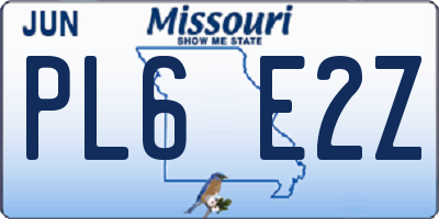 MO license plate PL6E2Z