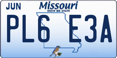 MO license plate PL6E3A