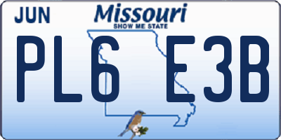 MO license plate PL6E3B