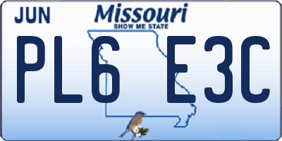 MO license plate PL6E3C