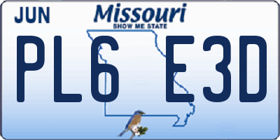 MO license plate PL6E3D