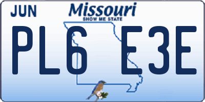 MO license plate PL6E3E