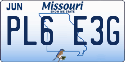 MO license plate PL6E3G
