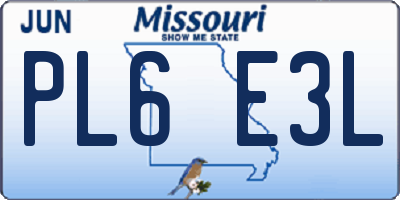 MO license plate PL6E3L