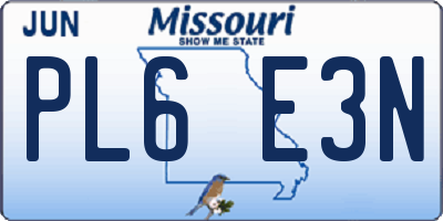 MO license plate PL6E3N