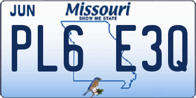 MO license plate PL6E3Q