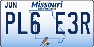 MO license plate PL6E3R
