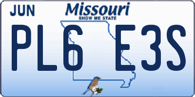 MO license plate PL6E3S