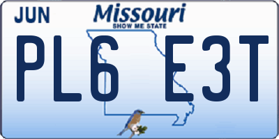 MO license plate PL6E3T