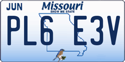 MO license plate PL6E3V