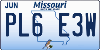 MO license plate PL6E3W