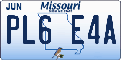 MO license plate PL6E4A