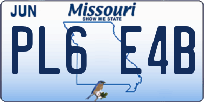 MO license plate PL6E4B