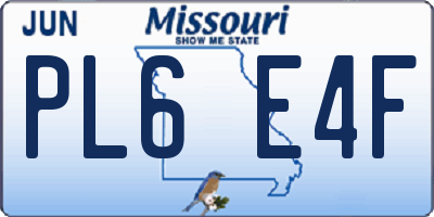 MO license plate PL6E4F