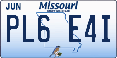 MO license plate PL6E4I