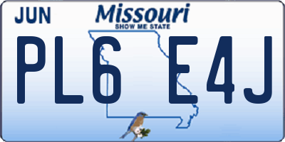 MO license plate PL6E4J