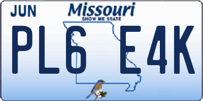 MO license plate PL6E4K