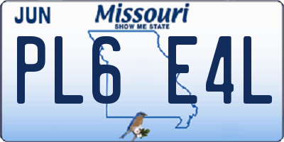 MO license plate PL6E4L