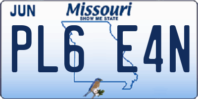MO license plate PL6E4N