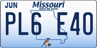 MO license plate PL6E4O