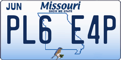 MO license plate PL6E4P