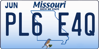 MO license plate PL6E4Q