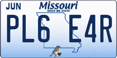 MO license plate PL6E4R