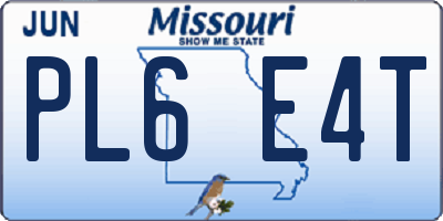 MO license plate PL6E4T