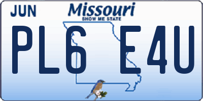 MO license plate PL6E4U