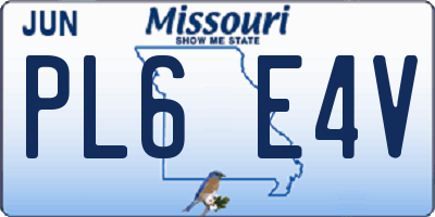 MO license plate PL6E4V
