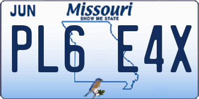 MO license plate PL6E4X