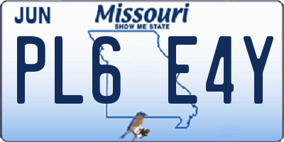 MO license plate PL6E4Y