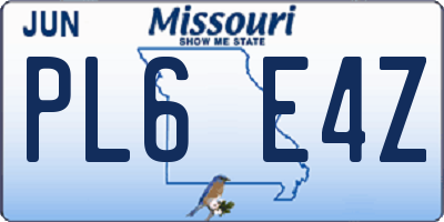 MO license plate PL6E4Z