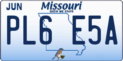 MO license plate PL6E5A