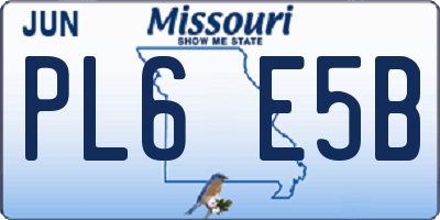 MO license plate PL6E5B
