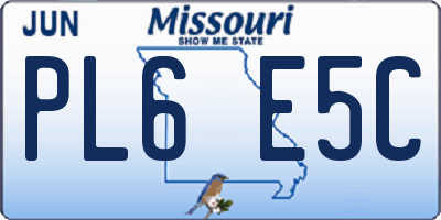 MO license plate PL6E5C