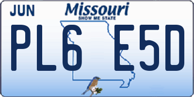 MO license plate PL6E5D
