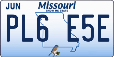 MO license plate PL6E5E