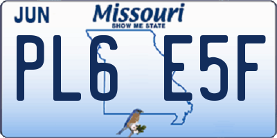 MO license plate PL6E5F
