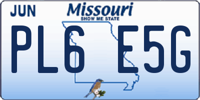 MO license plate PL6E5G