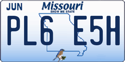 MO license plate PL6E5H