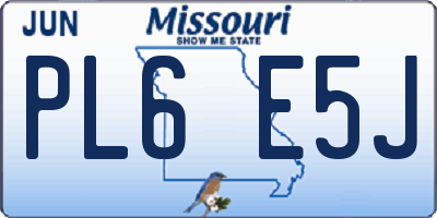 MO license plate PL6E5J