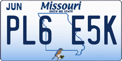 MO license plate PL6E5K